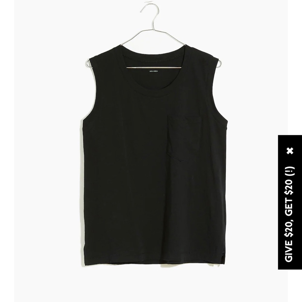 Madewell Plus Whisper Cotton Crewneck Pocket Muscle Tank, Size Lg
